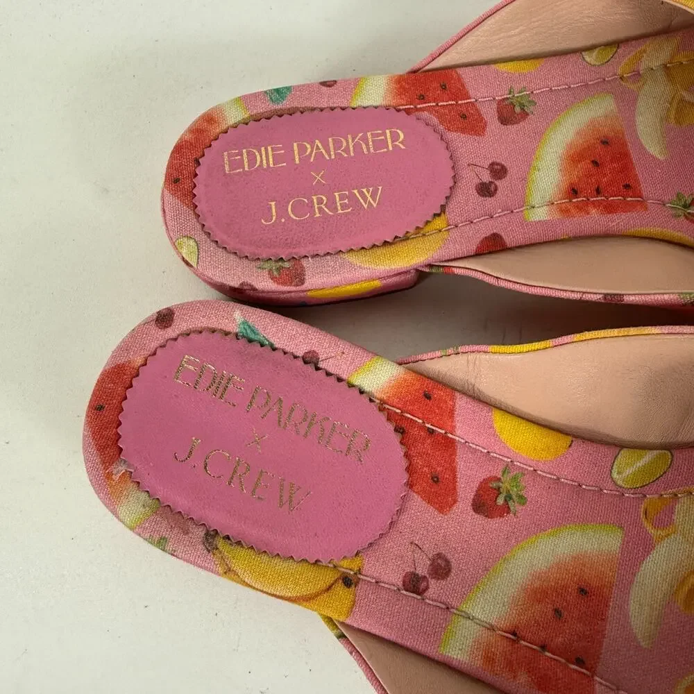 J.Crew Edie Parker X Bow Slides Sandals Women's 8 Pink Fruit Punch Open Toe